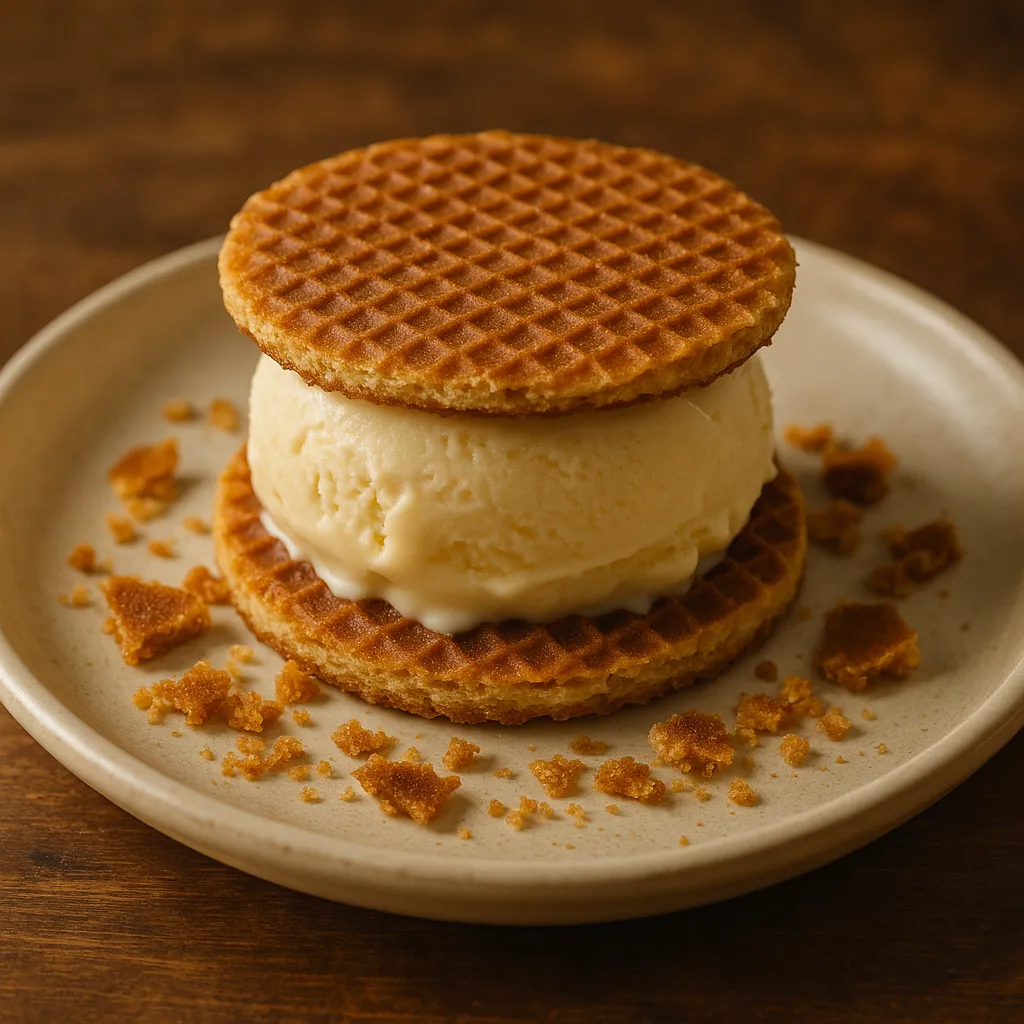 Creatief stroopwafel dessert met ijs - moderne Nederlandse traktatie
